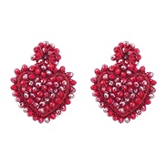 ( red) heart-shaped Acrylic weave earrings woman occidental style retro Bohemia arringearrings