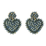 ( green) heart-shaped Acrylic weave earrings woman occidental style retro Bohemia arringearrings