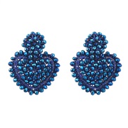 ( blue) heart-shaped Acrylic weave earrings woman occidental style retro Bohemia arringearrings