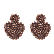 ( brown) heart-shaped Acrylic weave earrings woman occidental style retro Bohemia arringearrings