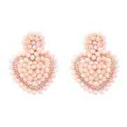 ( Pale pink) heart-shaped Acrylic weave earrings woman occidental style retro Bohemia arringearrings