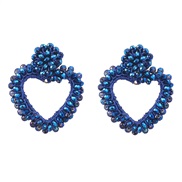 ( blue) hollow heart-shaped Acrylic weave earrings woman occidental style retro Bohemia arring
