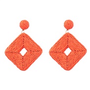 ( orange)summer multilayer hollow square pure color weave earrings woman occidental style geometry earring