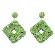 ( green)summer multilayer hollow square pure color weave earrings woman occidental style geometry earring