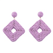 (purple)summer multilayer hollow square pure color weave earrings woman occidental style geometry earring
