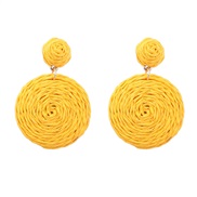 ( yellow)summer multilayer Round pure color weave earrings woman occidental style geometry earring