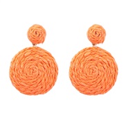 ( orange)summer multilayer Round pure color weave earrings woman occidental style geometry earring