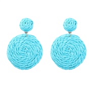 ( blue)summer multilayer Round pure color weave earrings woman occidental style geometry earring