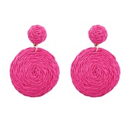 ( rose Red)summer multilayer Round pure color weave earrings woman occidental style geometry earring