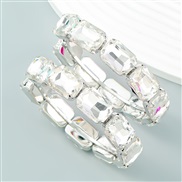 ( Silver)earrings super claw chain series square glass diamond circle occidental style exaggerating earrings woman arri