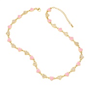 ( Pink) occidental style  samll chain color enamel love clavicle chain necklace womannkb