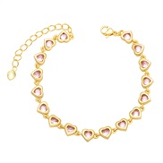 ( Pink)occidental style brief personality love bracelet woman  samll heart-shaped zircon splice braceletbrh