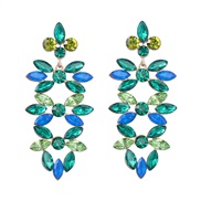 (green )earrings fashion colorful diamond series Alloy diamond long style flowers earrings woman occidental style arring