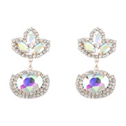 (AB color)earrings fashion colorful diamond Alloy diamond flowers geometry earrings woman retro resin palace wind arring