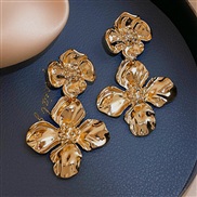 ( Silver needle  Gold Flower)silver fashion Metal flowers earring occidental style personality high temperament wind ea