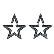 ( black)earrings super colorful diamond Alloy diamond star Five-pointed star earrings woman occidental style exaggerati