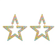 ( Color)earrings super colorful diamond Alloy diamond star Five-pointed star earrings woman occidental style exaggerati