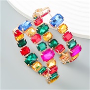 ( Color)earrings super claw chain Alloy diamond square glass diamond circle woman occidental style exaggerating Earring