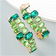 ( green)earrings super claw chain Alloy diamond square glass diamond circle woman occidental style exaggerating arring
