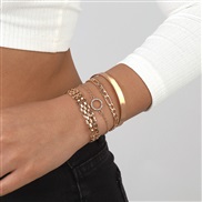 ( Gold)occidental style circle embed personality bracelet  Metal punk exaggerating surface chain woman