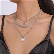 ( White K)occidental style  Metal samll fashion chain love embed flowers clavicle necklace