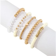 ( Beige)Bohemia ethnic style bracelet  resin love beads geometry color fashion