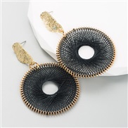 ( Black )  Bohemian style creative weave color earrings earring personality temperament Earring