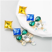 ( Color) trendins wind  fashion geometry color Rhinestone earrings earring Alloy diamond high Earring