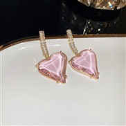 ( Silver needle  Pink)silver zircon love earrings summer unique samll temperament ear stud earring brief fashion arring