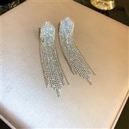 ( Silver needle  Gold)silver geometry diamond tassel earrings occidental style fashionO exaggerating personality ear st