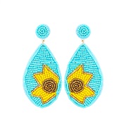 ( blue)creative ethnic style handmade beads beads Bohemia ear stud occidental style exaggerating woman earrings