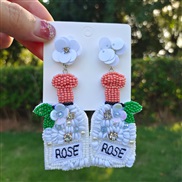 ( white) handmade beads earrings  romantic styleRO Word rose earring