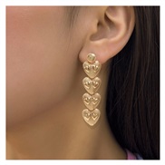 ( Gold) fashion Alloy heart-shaped earring Earring  occidental style temperament Street Snap wind lady earrings F