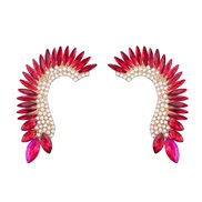 ( red)earrings fashion colorful diamond series Alloy diamond Rhinestone half heart-shaped earrings woman occidental sty
