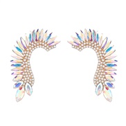 (AB color)earrings fashion colorful diamond series Alloy diamond Rhinestone half heart-shaped earrings woman occidental