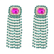 ( green)earrings fashion colorful diamond Alloy diamond Rhinestone tassel earrings woman occidental style exaggerating 