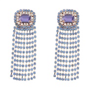 ( blue)earrings fashion colorful diamond Alloy diamond Rhinestone tassel earrings woman occidental style exaggerating a
