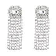 ( Silver)earrings fashion colorful diamond Alloy diamond Rhinestone tassel earrings woman occidental style exaggerating