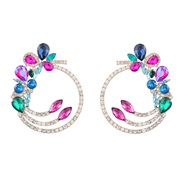 ( Color)earrings fashion colorful diamond Alloy diamond multilayer flowers Round earrings woman occidental style
