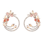 ( Golden color)earrings fashion colorful diamond Alloy diamond multilayer flowers Round earrings woman occidental style
