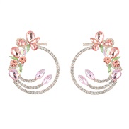(Pastel )earrings fashion colorful diamond Alloy diamond multilayer flowers Round earrings woman occidental style