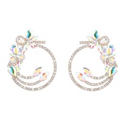 (AB color)earrings fashion colorful diamond Alloy diamond multilayer flowers Round earrings woman occidental style