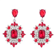 ( red)earrings fashion colorful diamond series Alloy diamond earrings woman occidental style retro palace wind earring