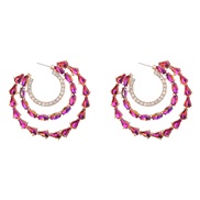 (color )earrings fashion colorful diamond Alloy diamond multilayer Word crescent-shaped earrings woman occidental style