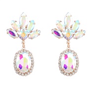 (AB)earrings fashion colorful diamond Alloy diamond resin flowers earrings woman occidental style retro palace wind Ear