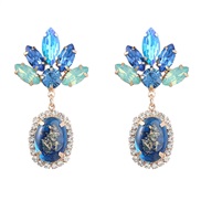 ( blue)earrings fashion colorful diamond Alloy diamond resin flowers earrings woman occidental style retro palace wind 