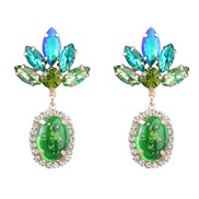 ( green)earrings fashion colorful diamond Alloy diamond resin flowers earrings woman occidental style retro palace wind