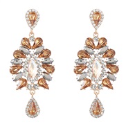 ( Gold)earrings fashion colorful diamond multilayer Alloy diamond Rhinestone earrings occidental style geometry earring