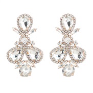 ( white)earrings fashion colorful diamond Alloy diamond geometry flowers earrings woman occidental style exaggerating f