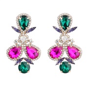 ( Color)earrings fashion colorful diamond Alloy diamond geometry flowers earrings woman occidental style exaggerating f